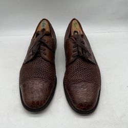 Mezlan Marina Men's SZ 11.5 M Genuine Crocodile Brown Dress Lace up 
