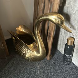 Large Swan Brass Planter