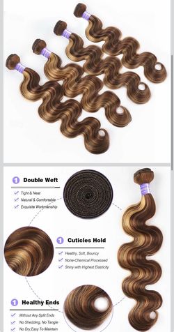 Highlight Human Hair Bundles Honey Blonde Body Wave 4 Bundles 18 20 22 24 Inches 100% Brazilian Virgin Hair Ombre 4/27 for Women Colored Human Hair Se
