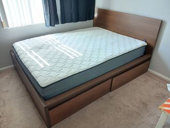 Queen bed frame and mattress