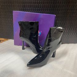 vivianly Pointed Toe Ankle Boots For Women Mid-Calf Stiletto Heeled Booties Size(9-10) Black