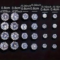 Cubic Zirconia Stud Earrings Set – 12 Pairs, Round Cut CZ in 3 Sizes (4mm, 6mm, 8mm) – Hypoallergenic, Sparkling Everyday Jewelry