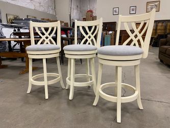 PIER 1 White Farmhouse Style Counter Height Swivel Stools (Set of 3)