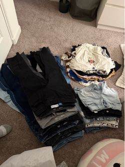 Free girls size 12 and 14 jeans, size 10 shorts and small shirts.