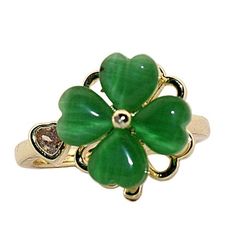 Spinning Four Leaf Clover Green Moonstone Adjustable Ring 144