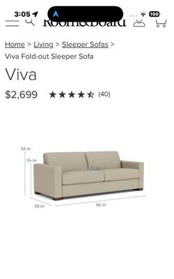 Room and Board pullout queen sofa