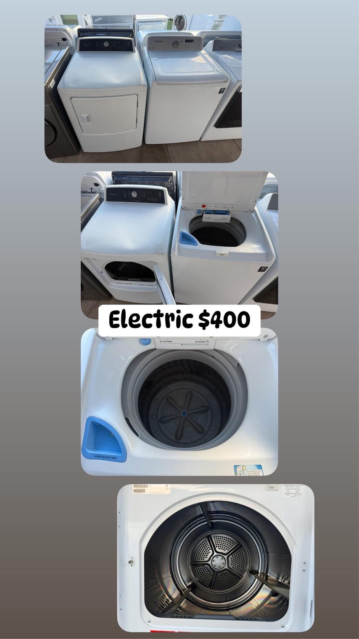 Samsung washer 4.5 $250 and Frigidaire 7.0 CUFT $180 together $400