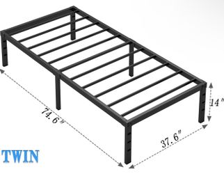 NEW JETO Metal Bed Frame,Full Size Bed Frame with Storage Space,Heavy Duty Sturdy Mattress Foundation,Easy Assembly,No Box Spring Needed, Black,12 Inc