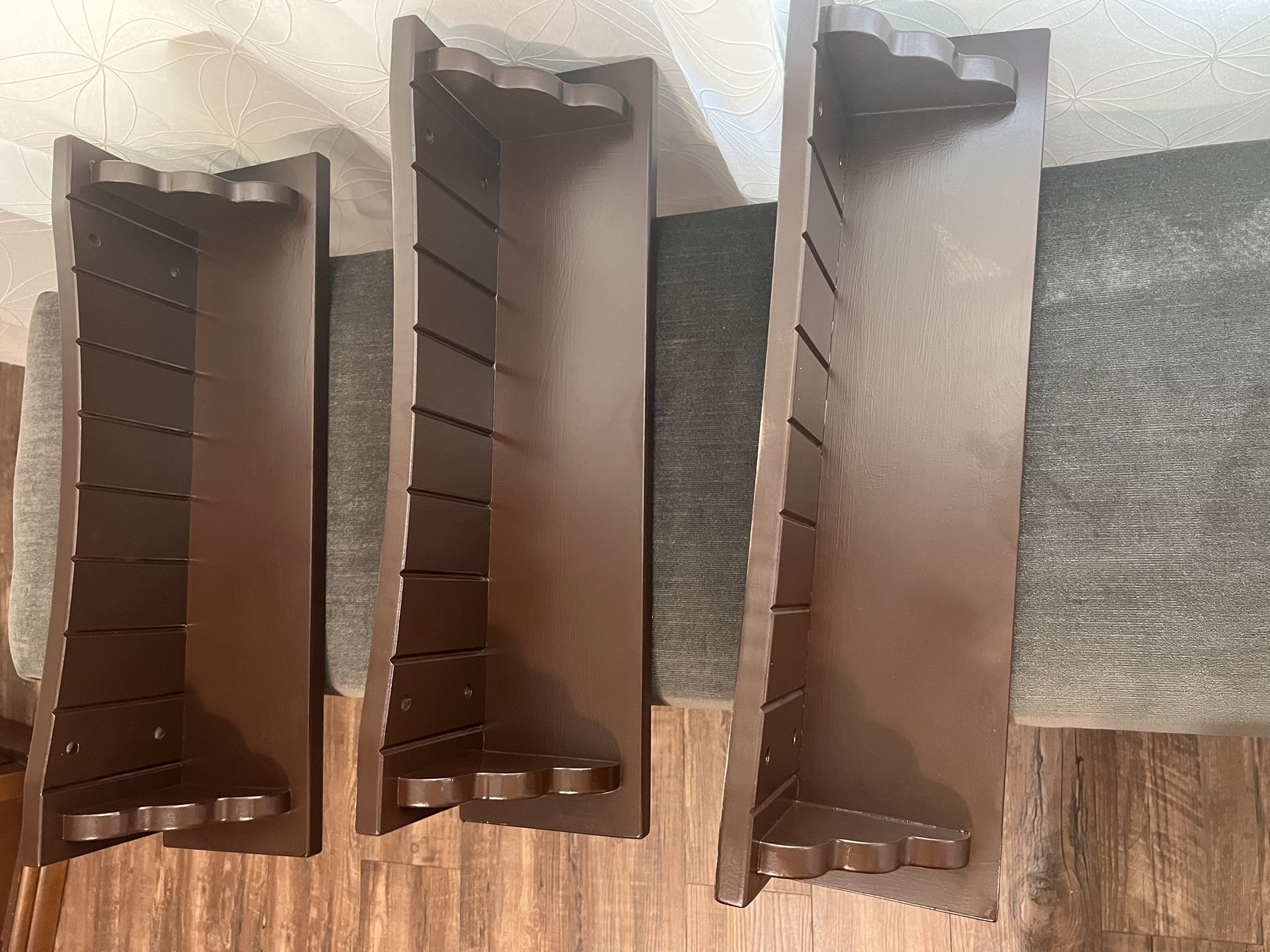 3 wall shelves wood painted expresso/ dark brown