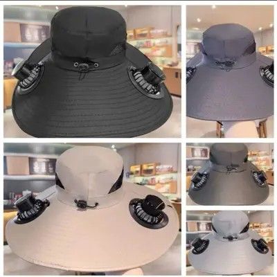 New Solar & USB Powered Fan Outdoor Hat With Dual Fan