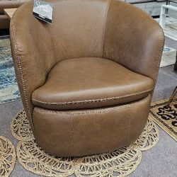 Swivel Leather Accent Chair