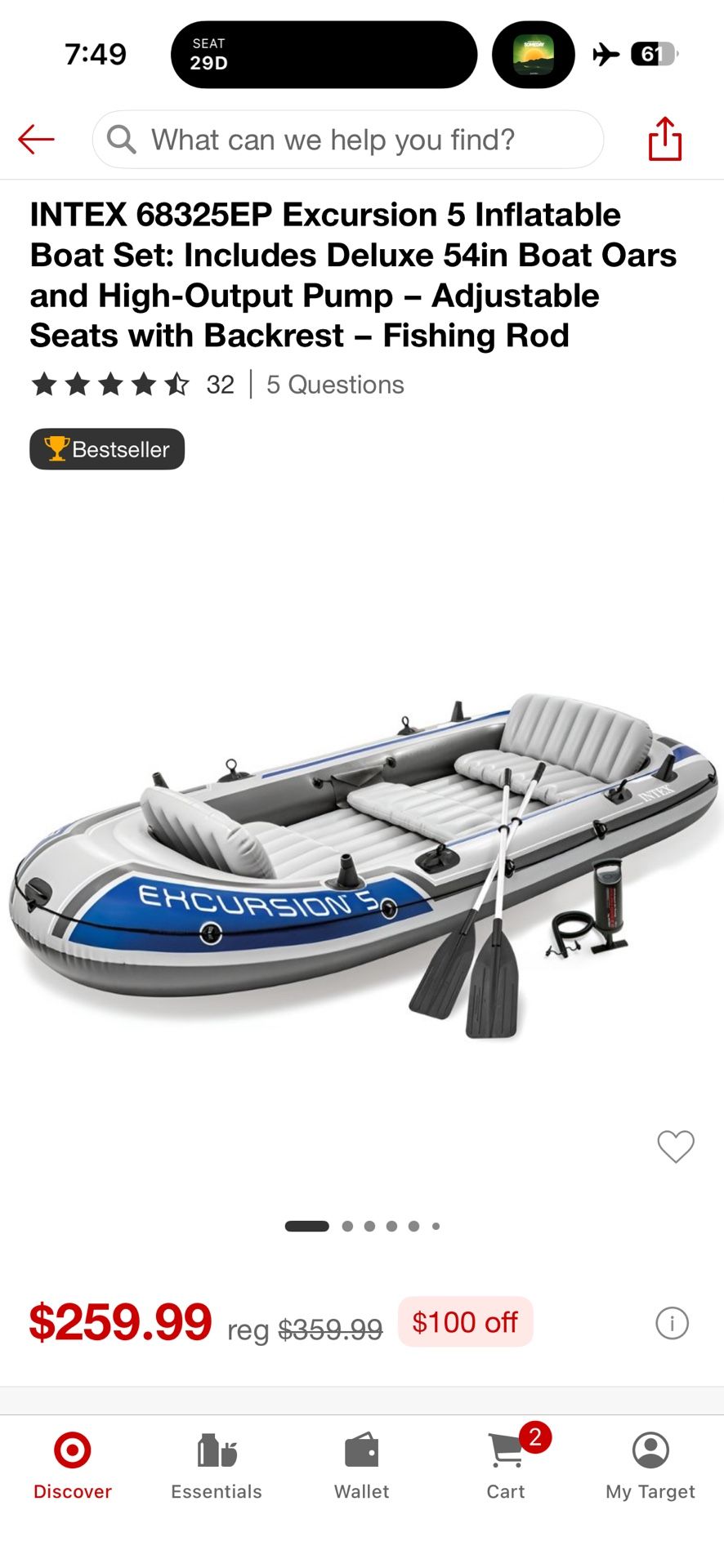INTEX Excursion 5 Inflatable Boat Set: Includes Deluxe 54in Boat Oars and High-Output Pump - t