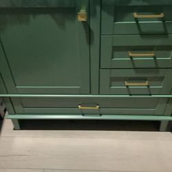 New 36" Bathroom Vanity with with Sink Combo,Single Bathroom Storage Cabinet with 1 Soft Close Door and 3 Drawers, Solid Pine Frame, Grey (Green,...