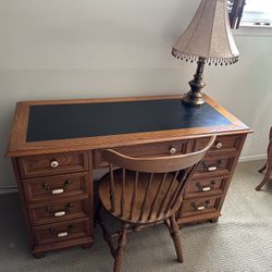 Vintage Hooker Executive Desk with leather top and locking draw