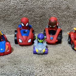 Marvel lot of 5 Spiderman & friends Gwen Green Goblin Ironman vehicles cars