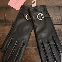 Kate Spade Black Leather Gloves, Size S