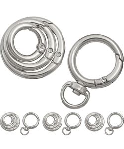 16Pcs Keyrings Silver Carabiner Key Chain Clip Premium Round