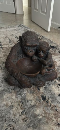 Decorative Bowl of Monkeys Statue – Entryway Table Décor / Key Bowl