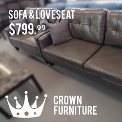 Grey Sofa & Loveseat 