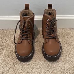 H &M Brown Fur Lined Little Girl Boots Size 12