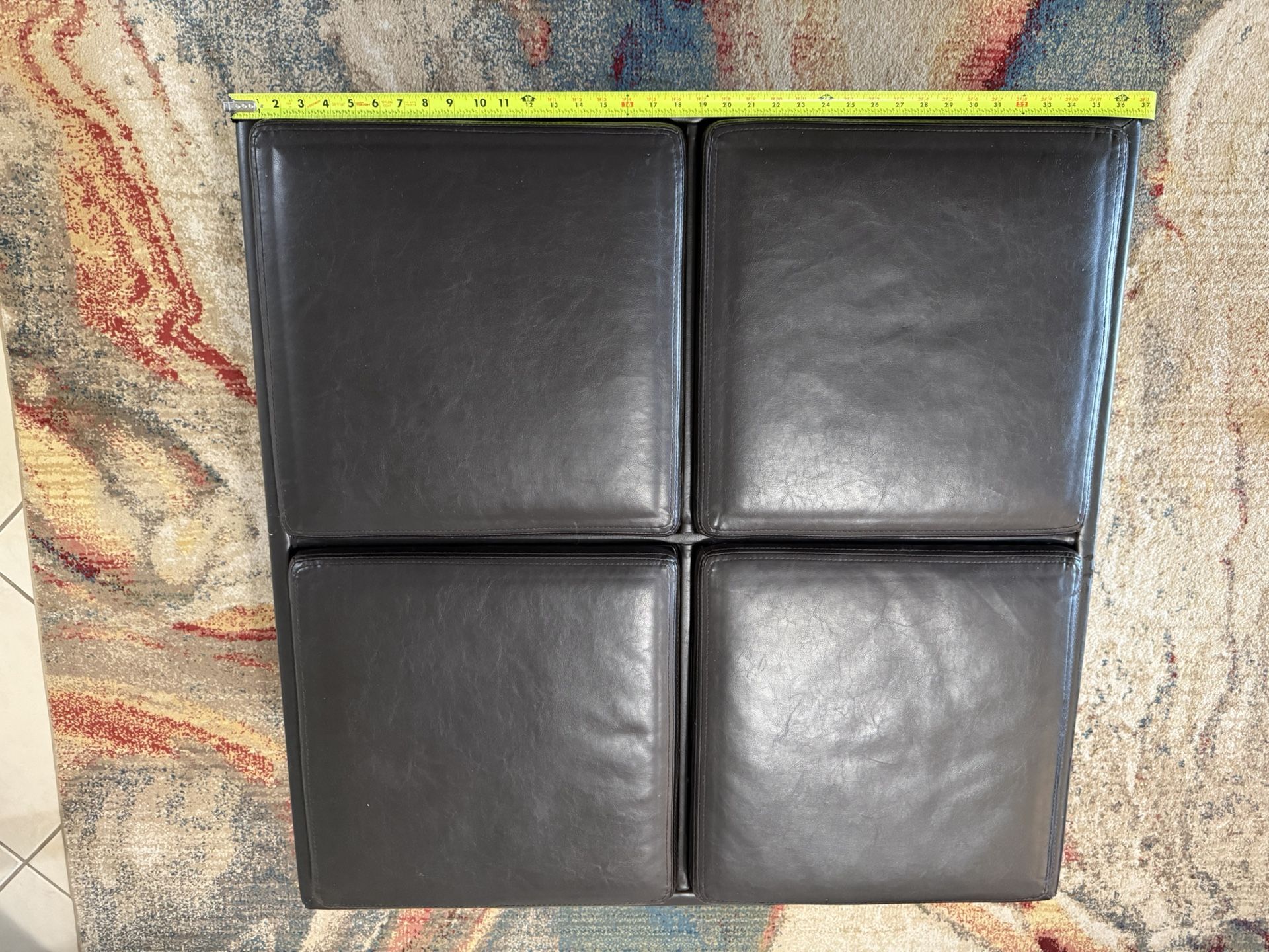 Ottoman Coffee Table Black Leather with Storage