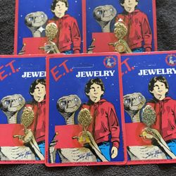 Lot NEW VTG E.T. The Extra-Terrestrial Jewelry Necklaces 1982 On Card Unpunched