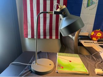 Modern Scandinavian Desk Lamp – Gray & Wood Accent – Fully Working