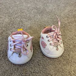 Build A Bear SKETCHERS Sneakers Pink Flower Shoes