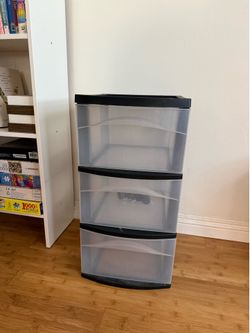 Rolling 3 drawer plastic storage container