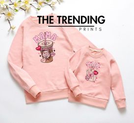 Valentine Coffee Sweatshirt Mom Daughter