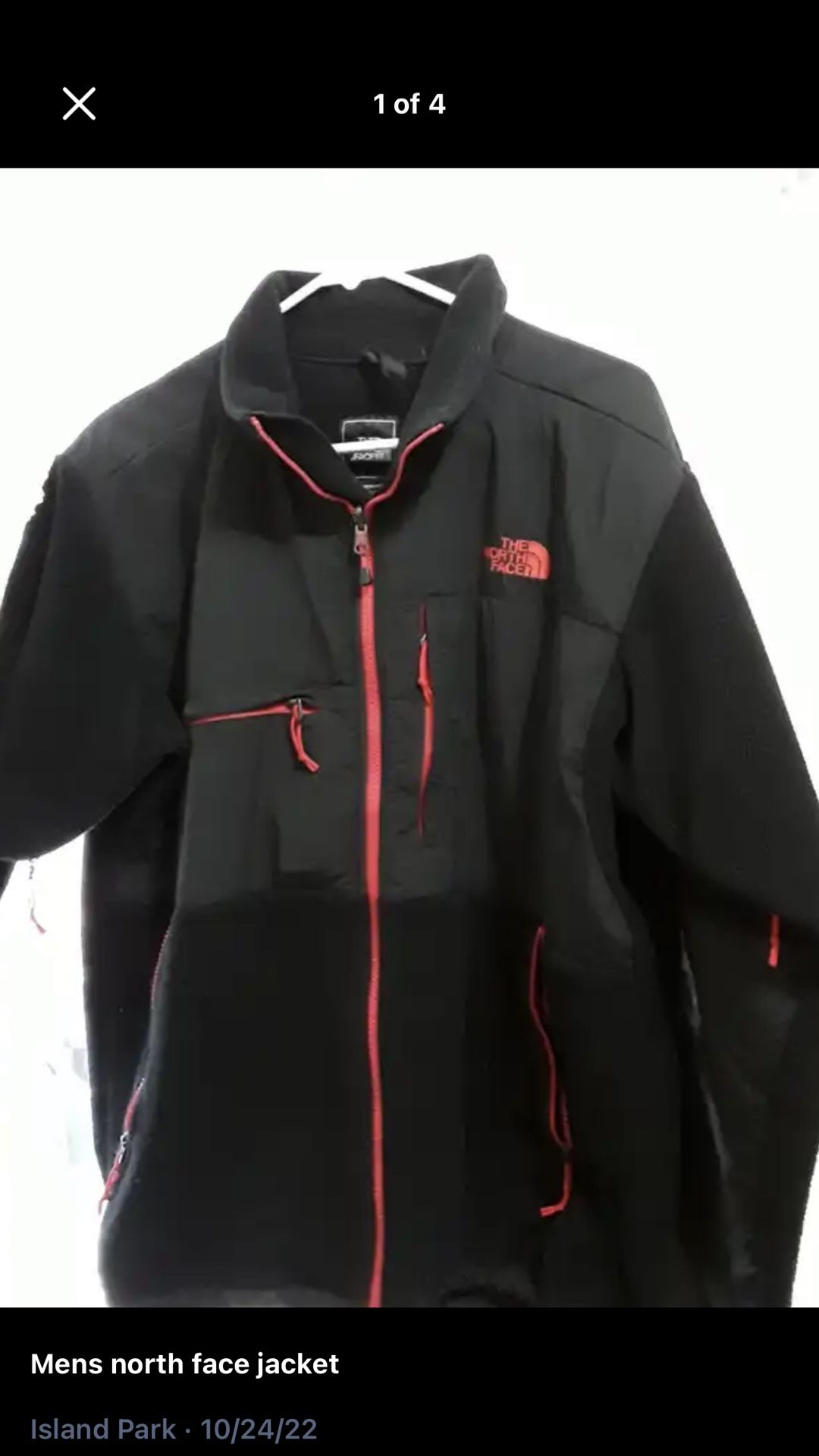 North Face Black Men’s Jacket With Red Trim Size Lg