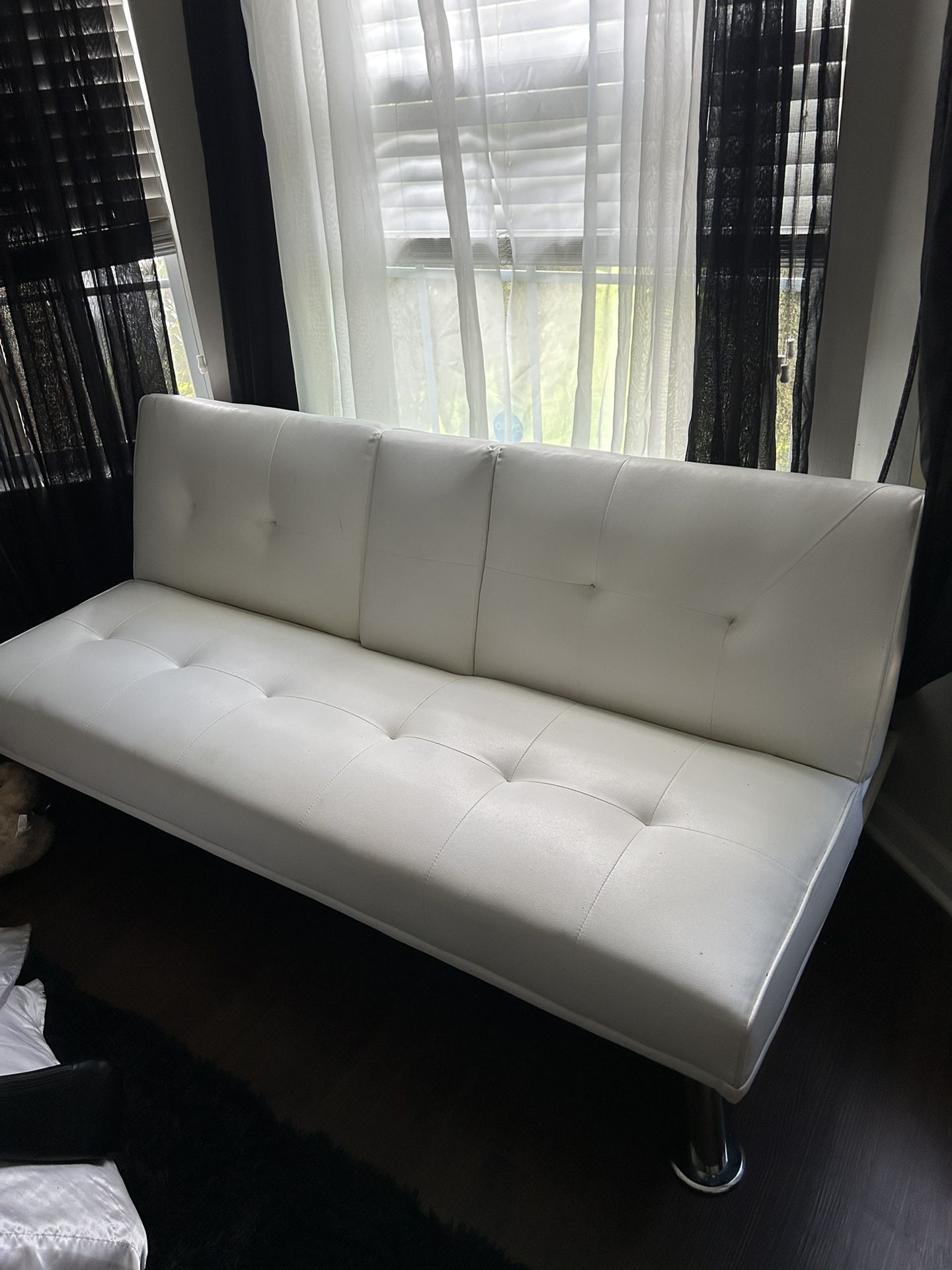 White Leather Futon Couch