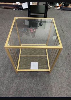New Golden End Table with Tempered Glass Top with metal frame