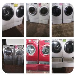 Front load washer and dryer set with pedestals in excellent conditions from $400 and up