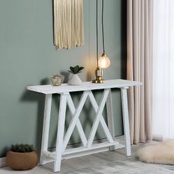 Brand New！LuxenHome Farmhouse Console and Entry Table, 48 in., White，IF1821