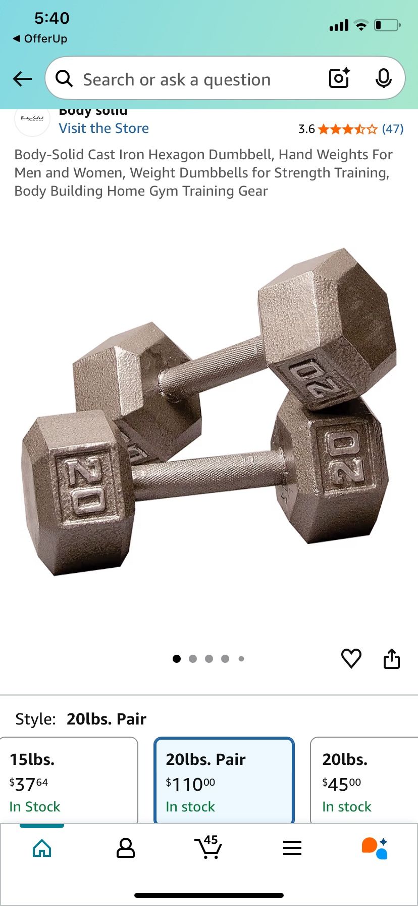 Dumbbell 20lb Set