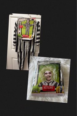 New! Warner Bros. Kids Beetlejuice Costume w/ Wig *Size Small