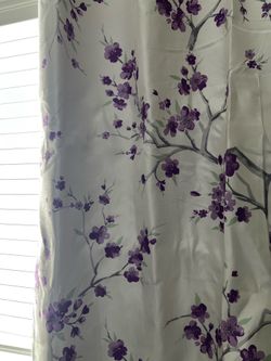 Purple flower blackout curtains