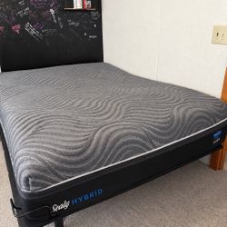 Queen Sealy Hybrid Posturepedic Mattress W/ Floating Bed Frame