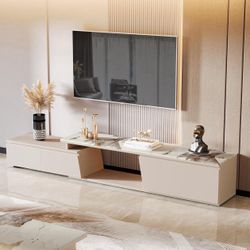 Tribesigns Extendable TV Stand for TVs up to 100 Inches, Modern Entertainment Center with 3 Storage Drawers, Faux Marble Media Console for Living Room