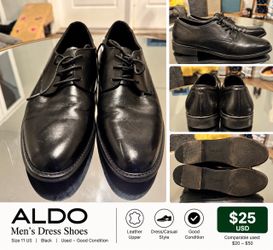 Aldo Men's Black Leather Dress Shoes Size 11