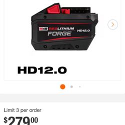 Milwaukee M18 18V Lithium-Ion REDLITHIUM FORGE HD 12.0 Ah Battery Pack