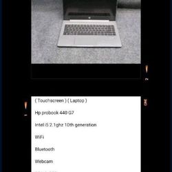 ( Touchscreen)

( Laptop )

Hp probook 440 G7

Intel i5 2.1ghz 10th generation 

Wifi

Webcam 

8gb ram

256gb SSD 

Bluetooth 

64bit system 

Win 11