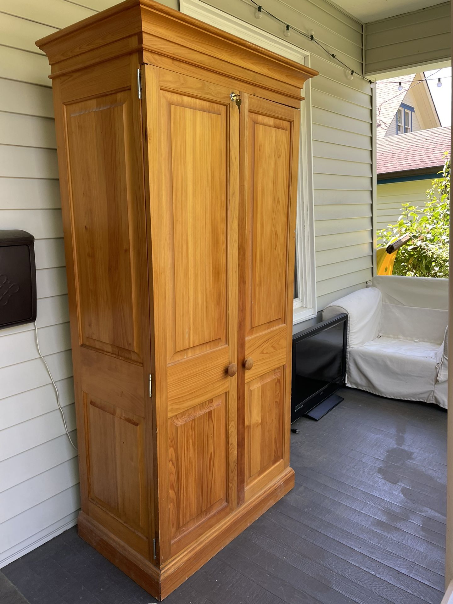 Pine Desk Cupboard/ Armoir