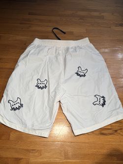 DevilNut DNFC Men’s White Embroidered Bird Mesh Pocket Shorts 34 Waist Y2K