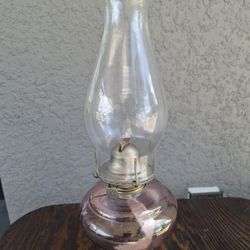 H- Made In México Oil Lamp Irisdescent. Pink Glass 