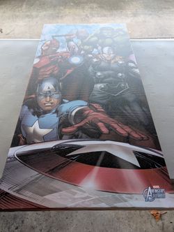 Marvel Avengers Assemble Canvas Wall Art – Captain America Iron Man Thor Hulk – 28"x14"