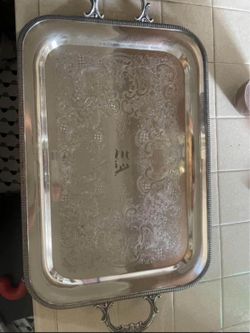 Silver Tray plates 1800S Antique