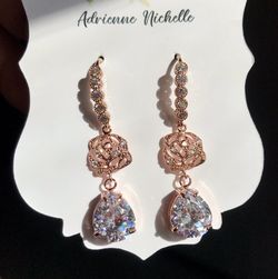 Handmade Rose Gold Plated Crystal Drop Earrings