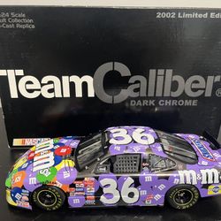 Team Caliber Dark Chrome 2002 M&M’s Brand Purple Color #36 Kenny Schrader NASCAR 1:24 Diecast Car